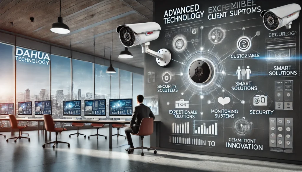 DALL·E 2025-01-03 16.35.32 - A professional and visually striking illustration featuring Dahua Technology products such as advanced surveillance cameras, smart monitoring systems,